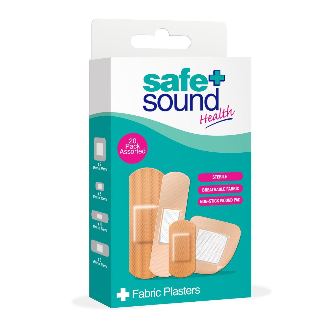 Safe & Sound Assorted Fabric Plasters 20 per pack