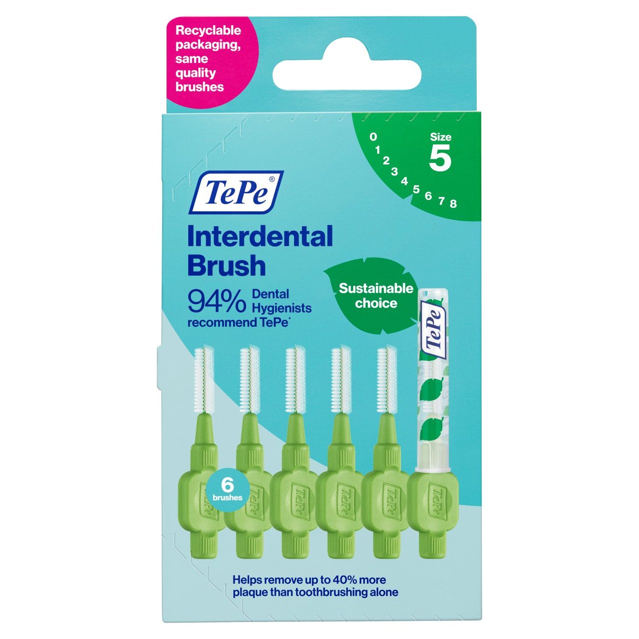 TePe Interdental Green Brushes 0.8mm 6 per pack