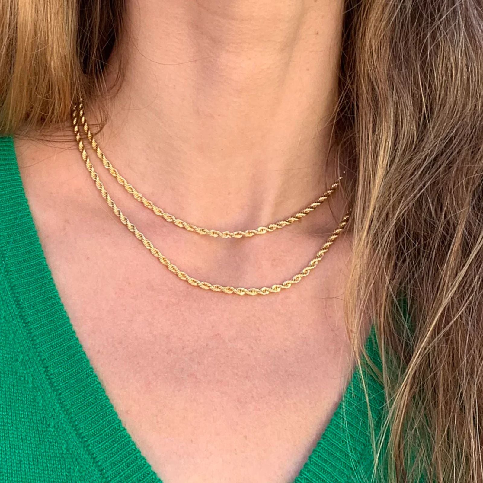 18K Gold Plated Rope Women Necklace