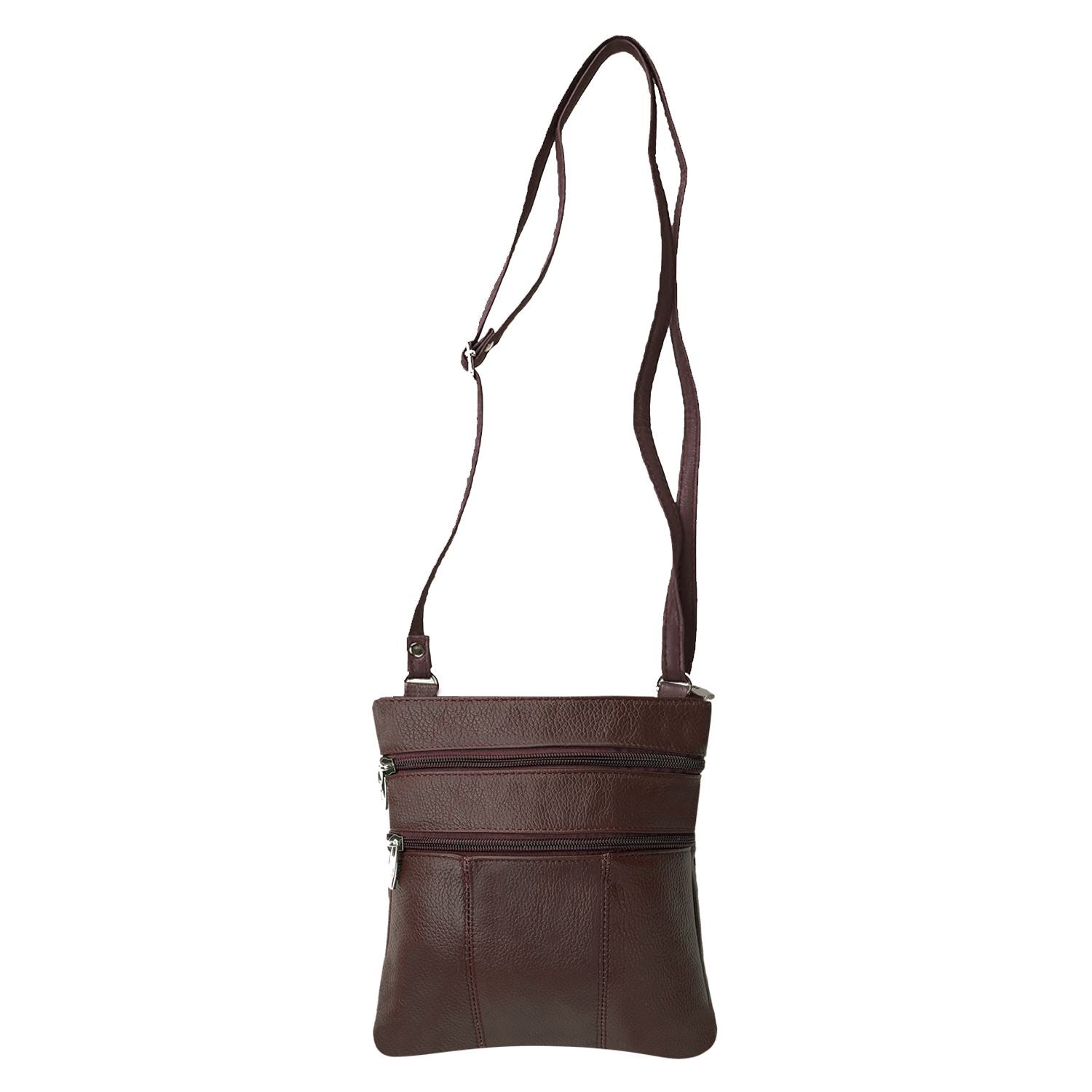 Multi-Pocket Leather Crossbody Purse Bag