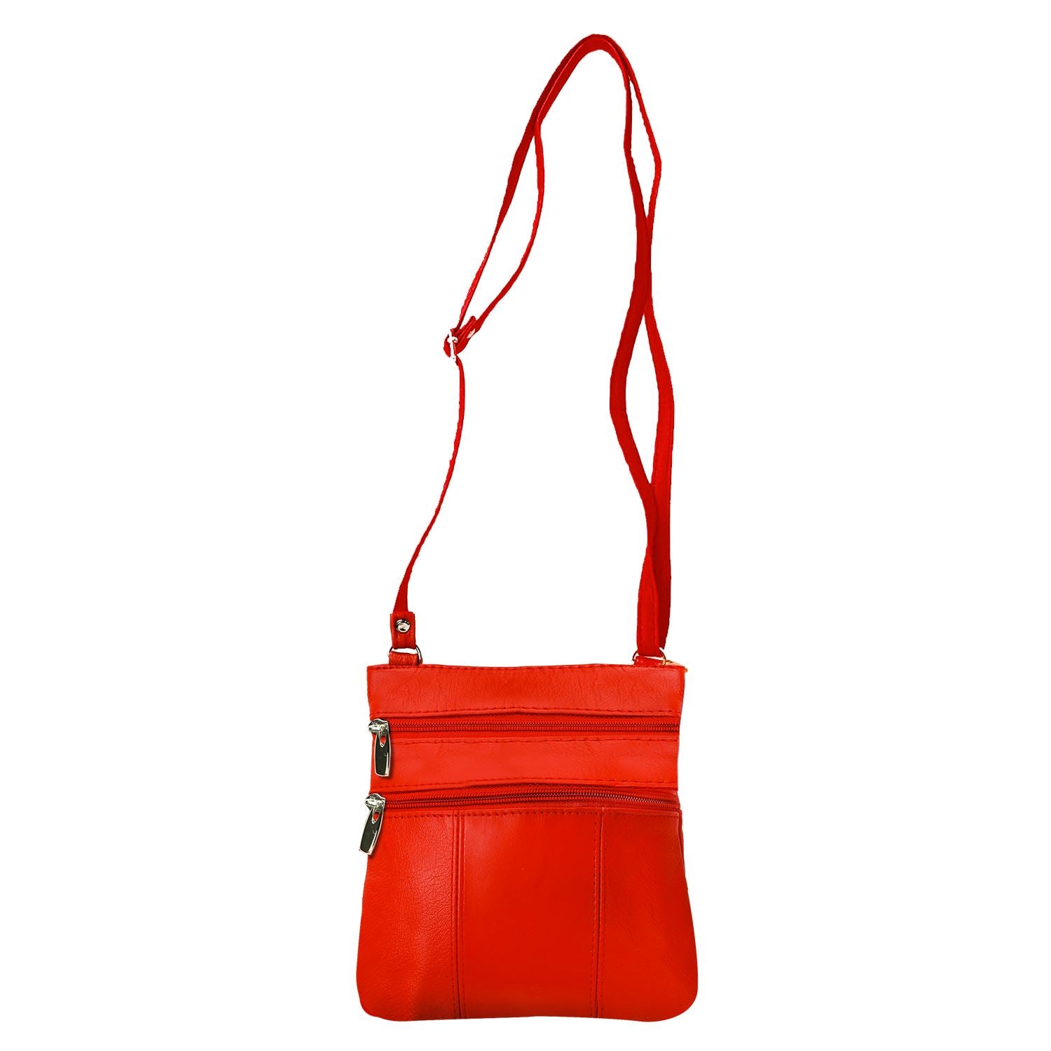 Multi-Pocket Leather Crossbody Purse Bag