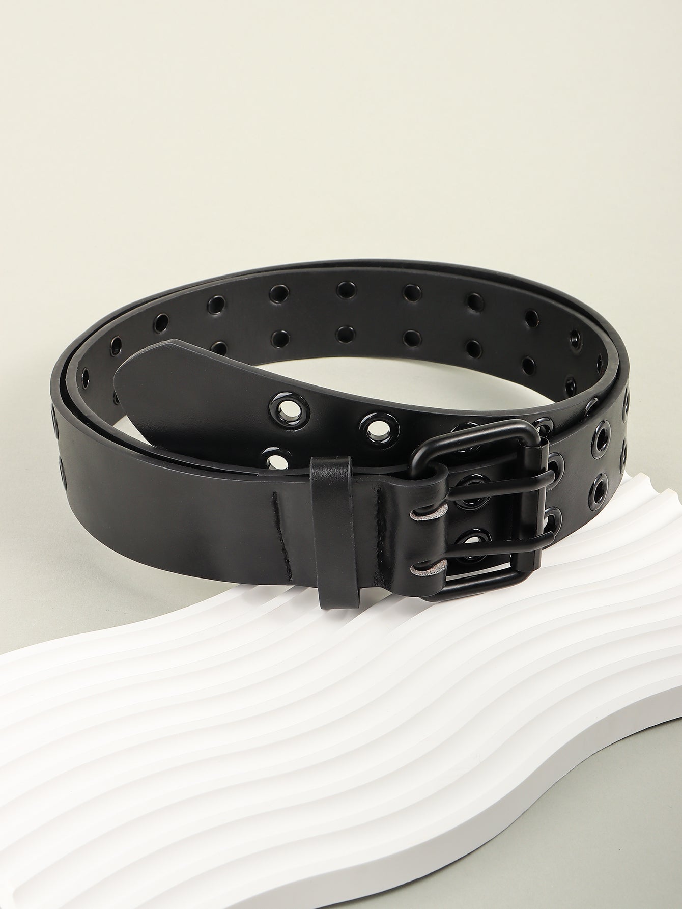 Unisex 2 Holes PU Leather Belt