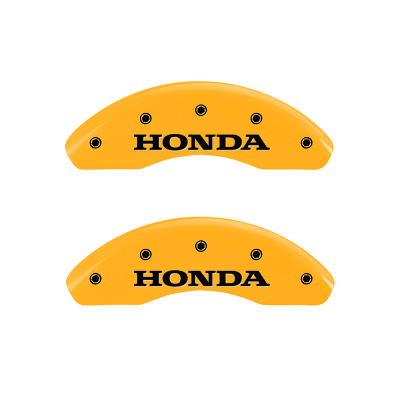 MGP Front set 2 Caliper Covers Engraved Front Honda Yellow finish black ch