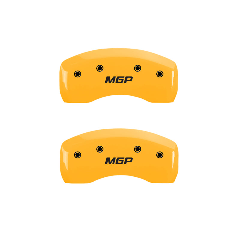 MGP 4 Caliper Covers Engraved Front & Rear MGP Yellow Finish Black Char 2008 Saturn Outlook