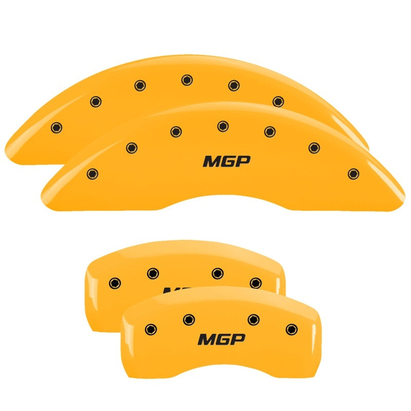 MGP 4 Caliper Covers Engraved Front & Rear MGP Yellow Finish Black Char 2008 Saturn Outlook