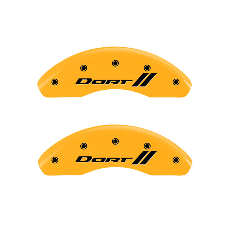 MGP 4 Caliper Covers Engraved Front & Rear With stripes/Dart Yellow finish black ch