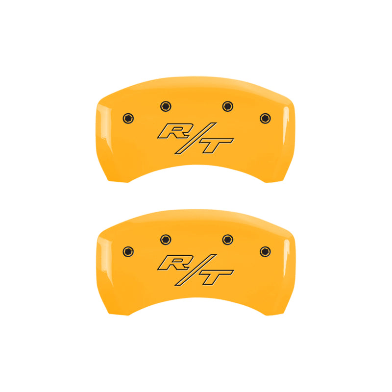 MGP 4 Caliper Covers Engraved Front Charger Engraved Rear RT Yellow finish black ch