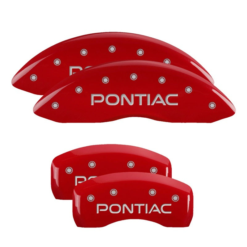 MGP 4 Caliper Covers Engraved Front & Rear Pontiac Red Finish Silver Char 2006 Pontiac GTO