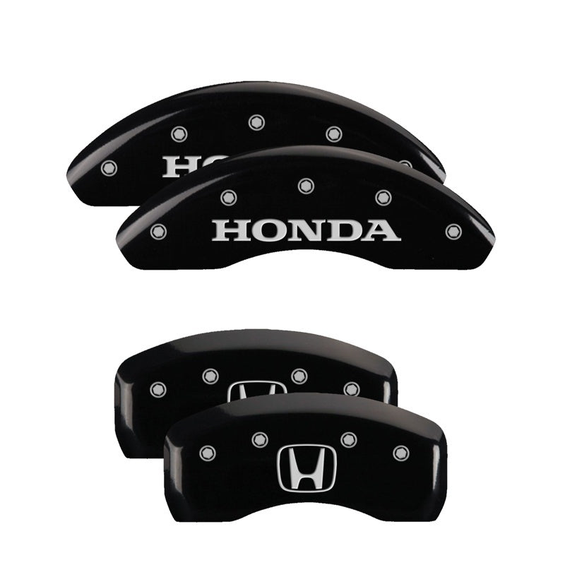 MGP 4 Caliper Covers Engraved Front Honda Rear H Logo Black Finish Silver Char 2017 Honda Civic