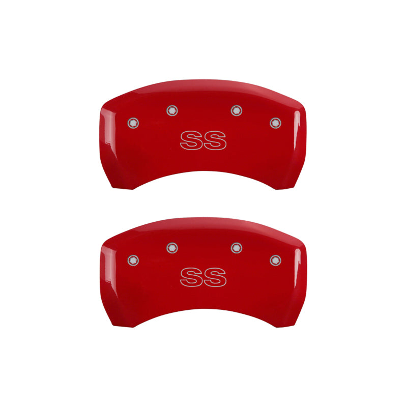 MGP 4 Caliper Covers Engraved Front & Rear Classic/SS Red finish silver ch