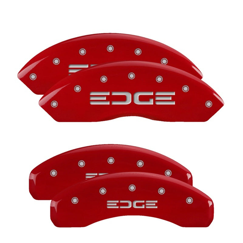 MGP 4 Caliper Covers Engraved Front & Rear Edge Red finish silver ch