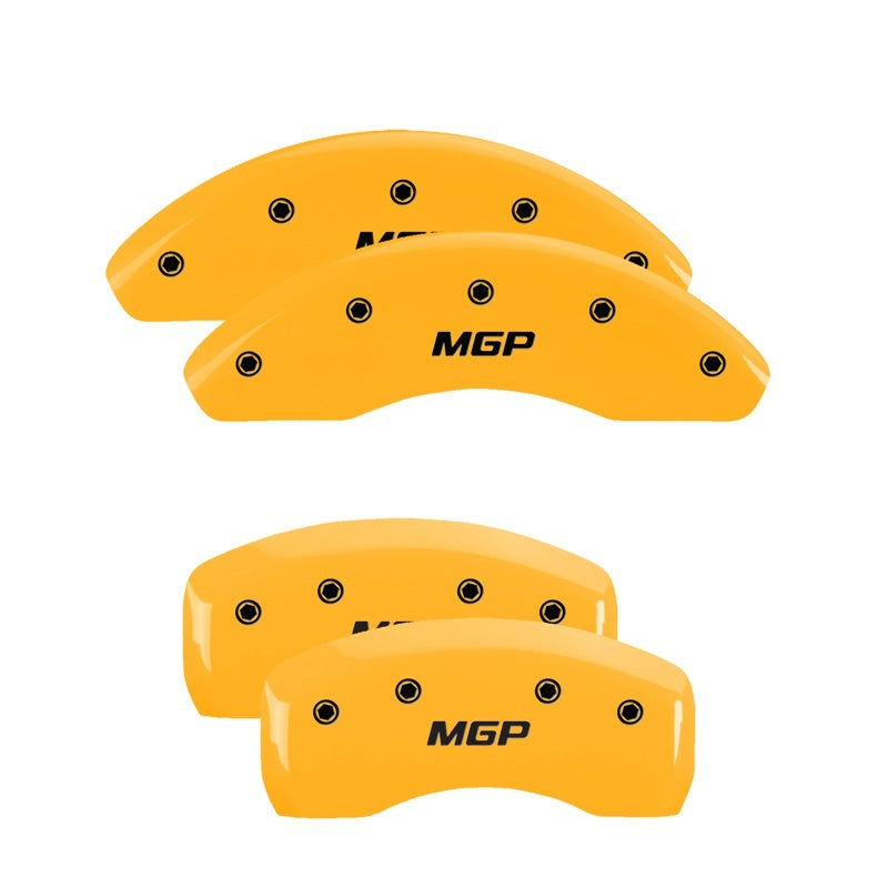 MGP 4 Caliper Covers Engraved Front & Rear Bowtie Yellow Finish Black Char 2019 Chevrolet Traverse