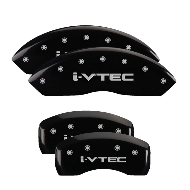 MGP 4 Caliper Covers Engraved Front & Rear i-Vtec Black finish silver ch
