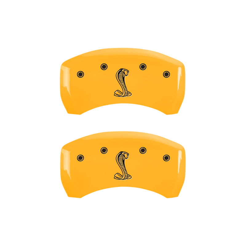 MGP 4 Caliper Covers Engraved Front & Rear Tiffany Snake Yellow Finish Black Char 2005 Ford Mustang