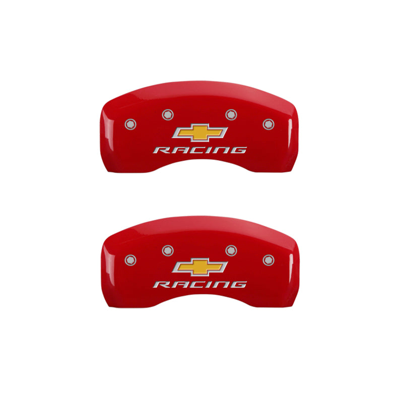 MGP 4 Caliper Covers Engraved F & R Chevy Racing Red Finish Silver Char 2018 Chevrolet Equinox