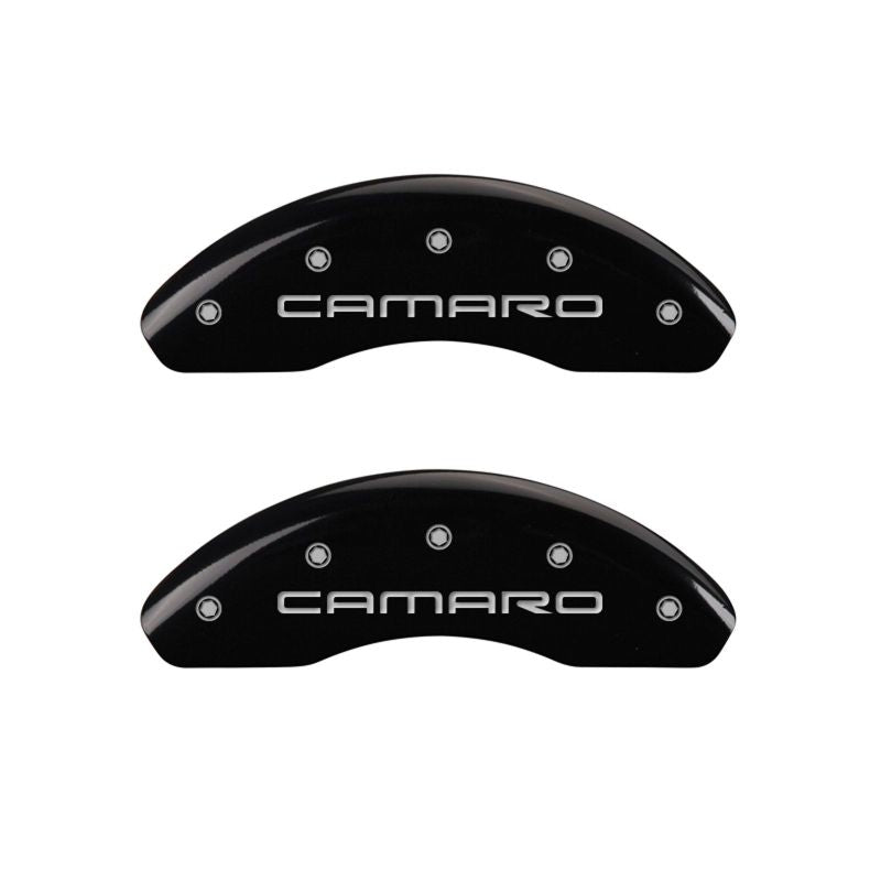 MGP 4 Caliper Covers Engraved Front & Rear Gen 4/Camaro Black finish silver ch