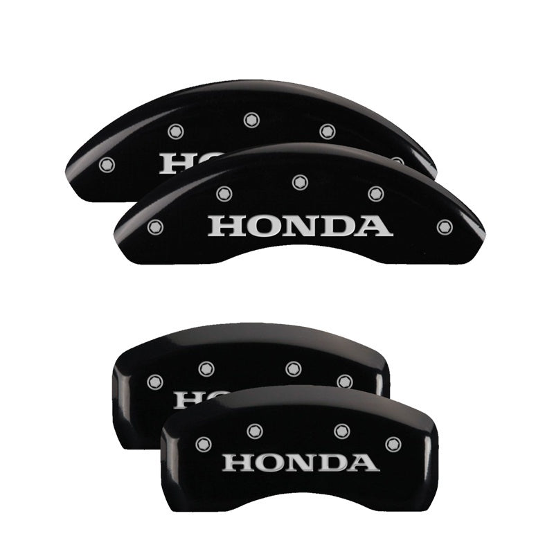 MGP 4 Caliper Covers Engraved Front & Rear Honda Black Finish Silver Char 2017 Honda Civic