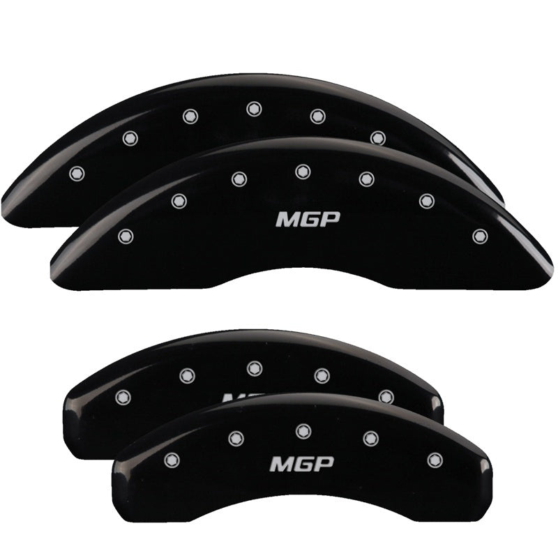 MGP 4 Caliper Covers Engraved Front & Rear MGP Black Finish Silver Char 2018 Nissan Titan XD