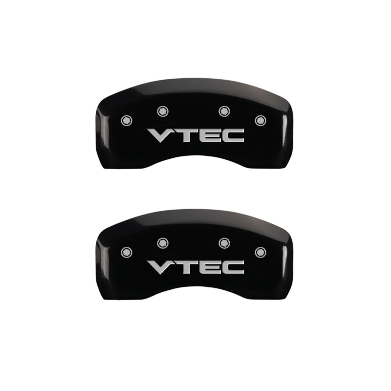 MGP 4 Caliper Covers Engraved Front & Rear Vtech Black finish silver ch