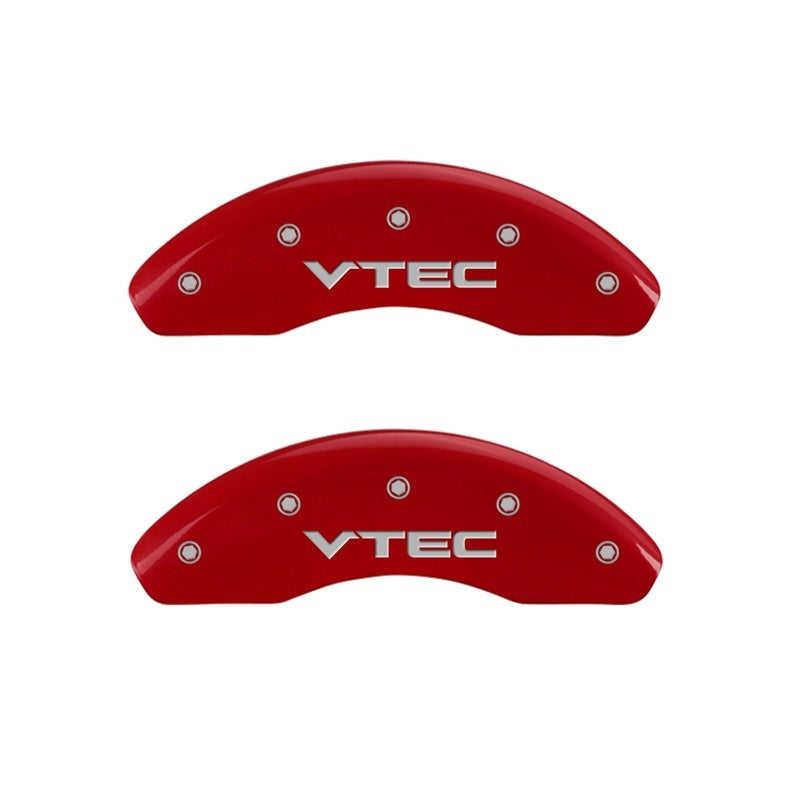 MGP Front set 2 Caliper Covers Engraved Front Vtec Red finish silver ch