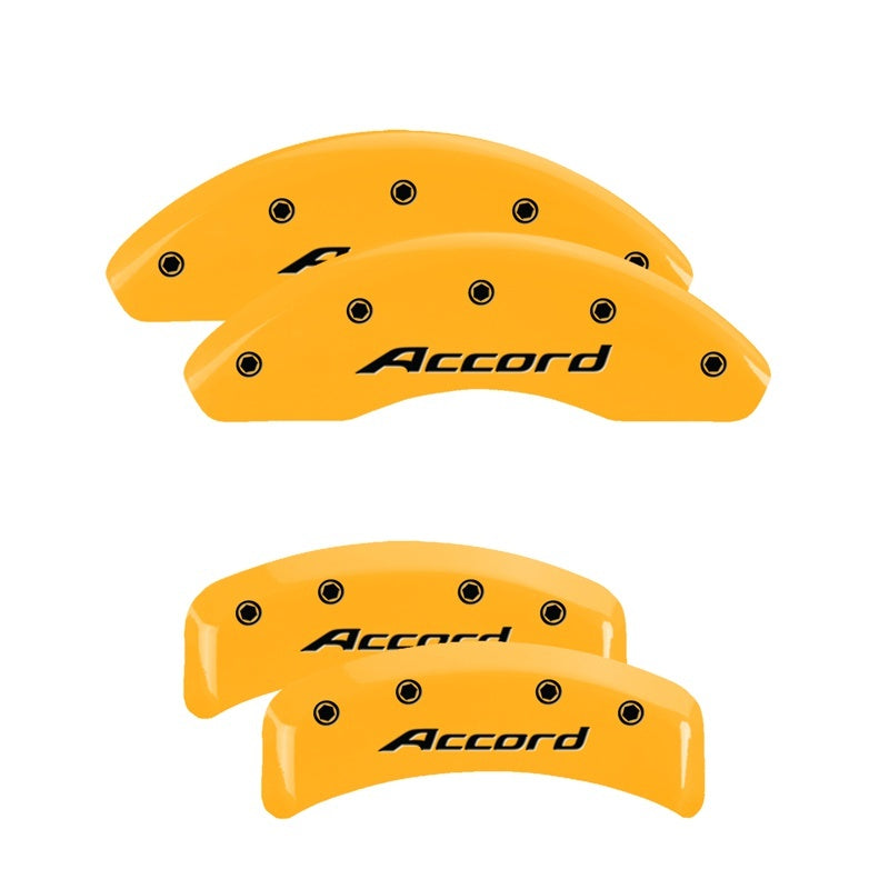 MGP 4 Caliper Covers Engraved Front Accord Engraved Rear Accord Yellow finish black ch