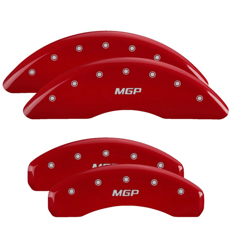 MGP 4 Caliper Covers Engraved Front & Rear Oval logo/Ford Red finish silver ch