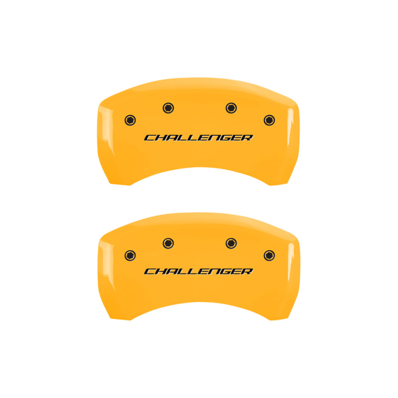 MGP 4 Caliper Covers Engraved Front & Rear Block/Challenger Yellow finish black ch