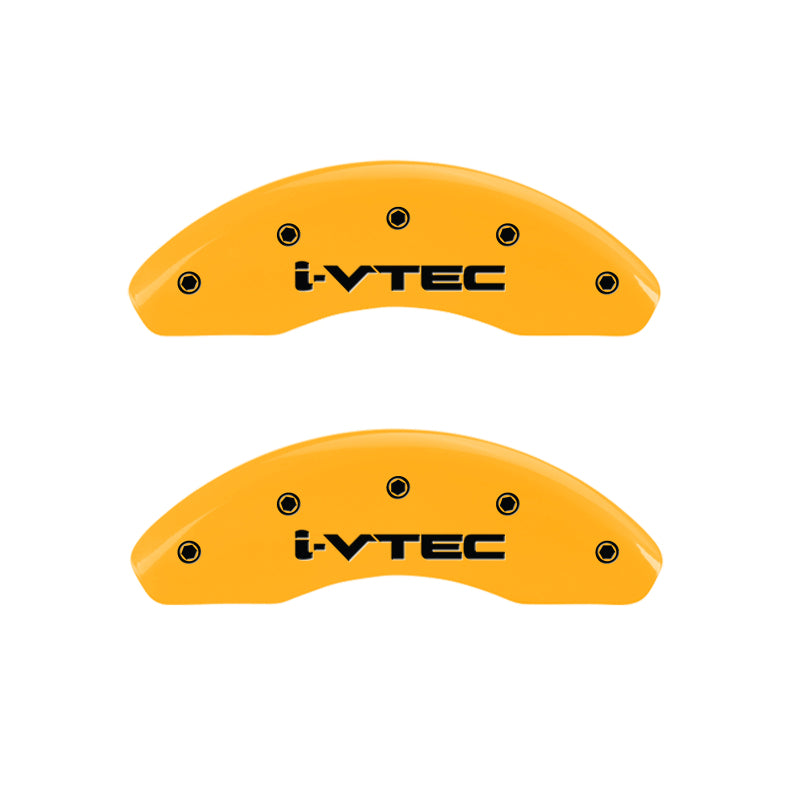 MGP 4 Caliper Covers Engraved Front & Rear i-Vtec Yellow finish black ch