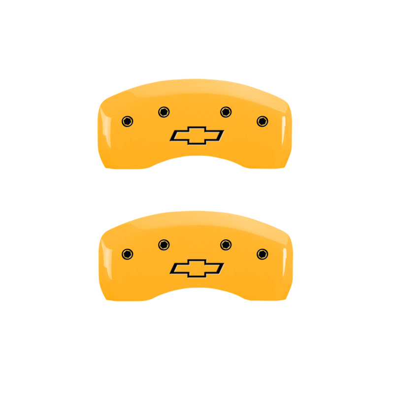 MGP 4 Caliper Covers Engraved Front & Rear Bowtie Yellow finish black ch