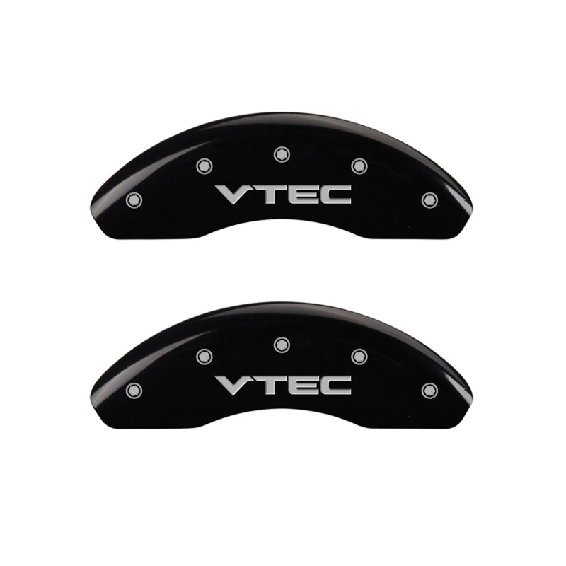 MGP 4 Caliper Covers Engraved Front & Rear Vtech Black finish silver ch