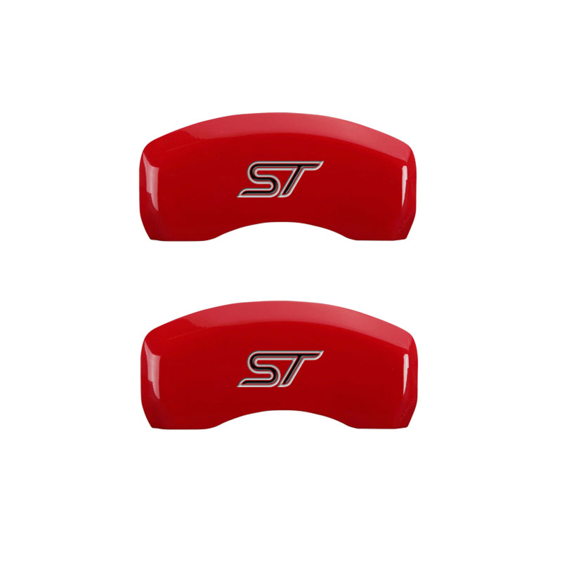 MGP 4 Caliper Covers Engraved Front & Rear No bolts/ST Red finish silver ch