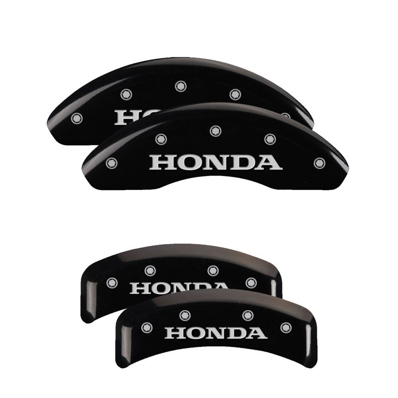MGP 4 Caliper Covers Engraved Front & Rear Honda Black finish silver ch