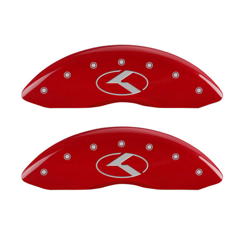 MGP 4 Caliper Covers Engraved Front & Rear Circle K/Kia Red finish silver ch
