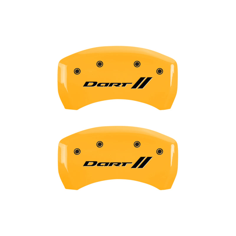 MGP 4 Caliper Covers Engraved Front & Rear With stripes/Dart Yellow finish black ch