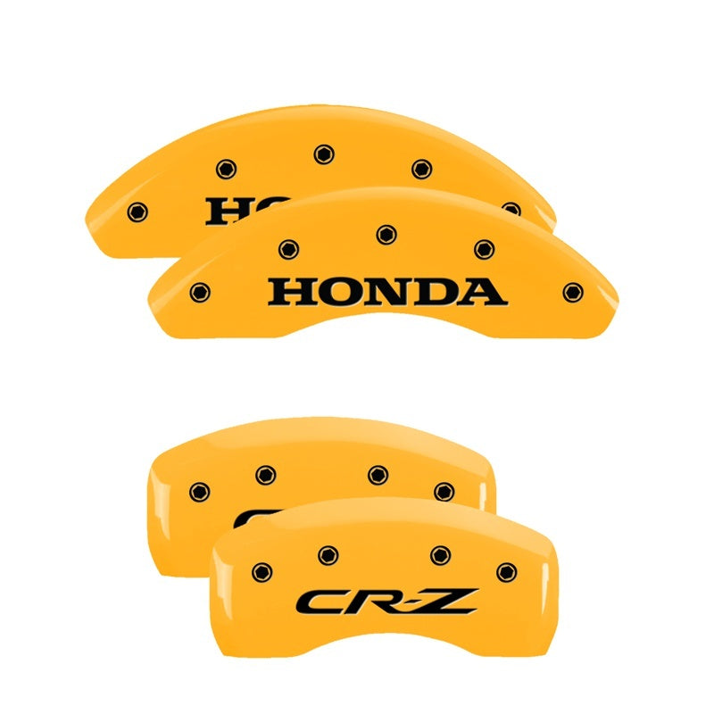 MGP 4 Caliper Covers Engraved Front Honda Engraved Rear CR-Z Yellow finish black ch