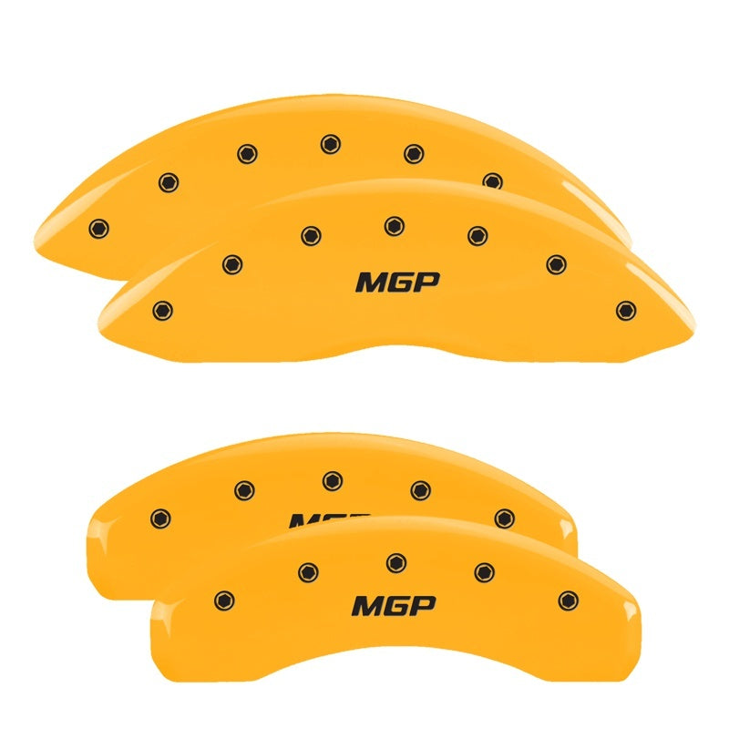 MGP 4 Caliper Covers Engraved Front & Rear MGP Yellow Finish Black Char 2002 Chevy Silverado 1500