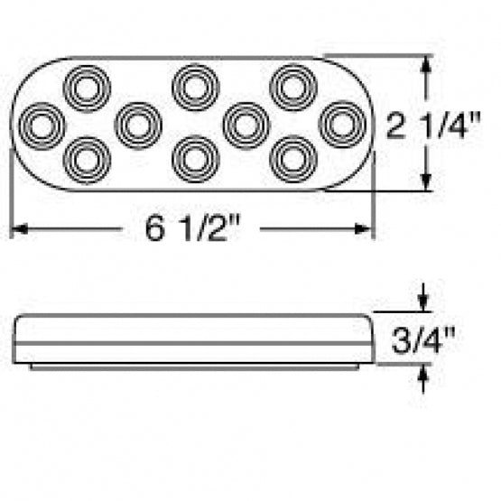 10 RED LED OVAL AUXILIARY LIGHT - CHROME LENS