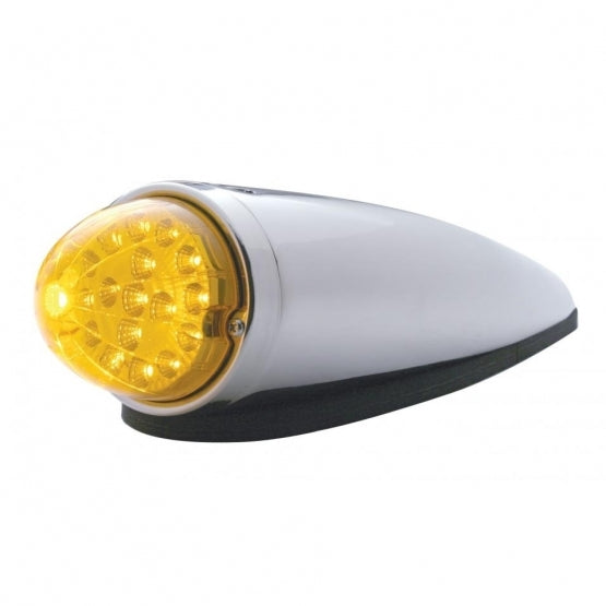 17 AMBER LED ROUND CLEAR REFLECTOR DUAL FUNCTION CAB LIGHT W/ CHROME DIE CAST HOUSING - AMBER LENS