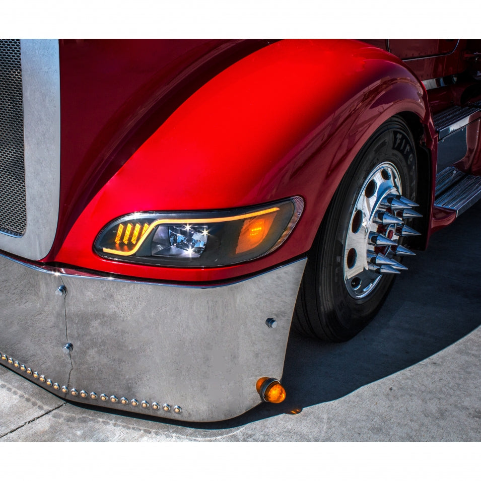 Blackout High Power LED Headlight with LED Turn Signal, LED Position Light, and LED Daytime Running Lightfor 2008+ Peterbilt 386/387