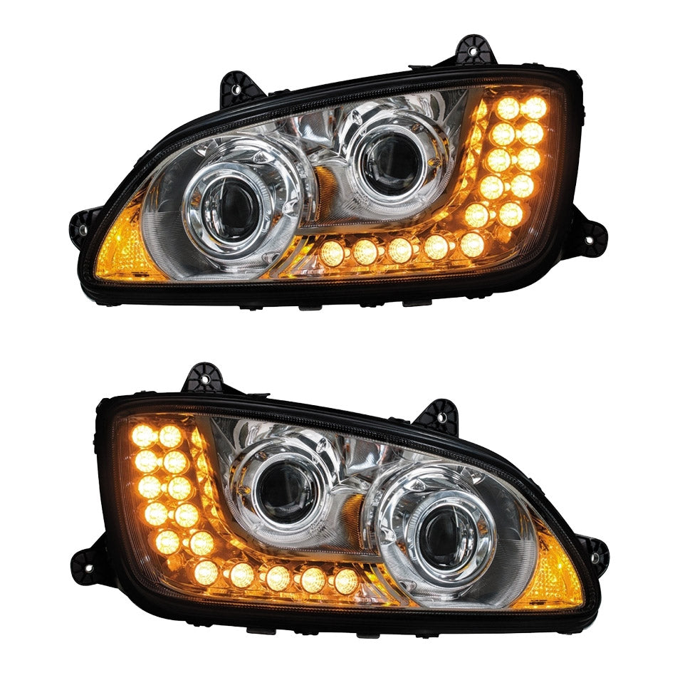 KENWORTH T660/T440/T470 CHROME PROJECTION HEADLIGHT W/ LED TURN SIGNAL