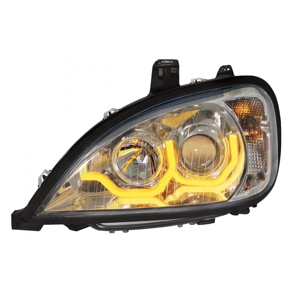 Chrome Projection Headlight For 1996-18 Freightliner Columbia w/ Dual Function Light Bar