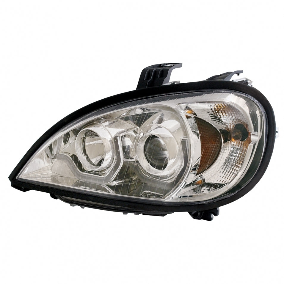 Chrome Projection Headlight For 1996-18 Freightliner Columbia w/ Dual Function Light Bar