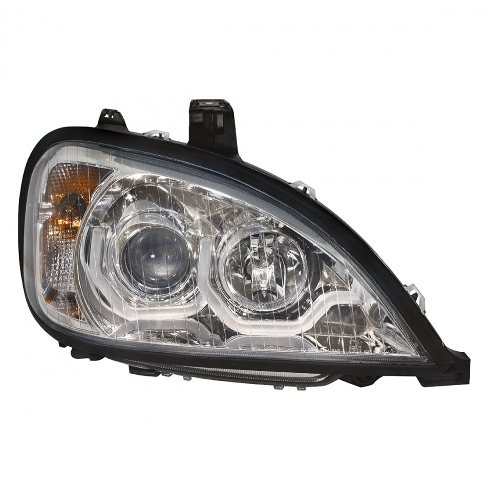 Chrome Projection Headlight For 1996-18 Freightliner Columbia w/ Dual Function Light Bar