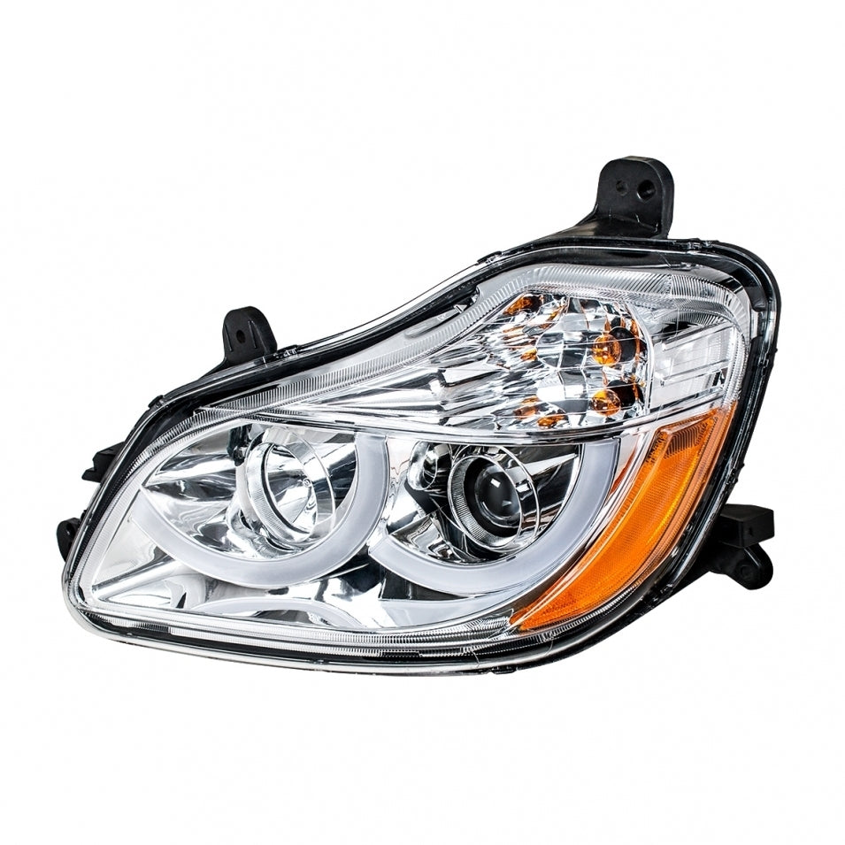 Chrome Projection Headlight w/ LED Position Light For 2013+ Kenworth T680