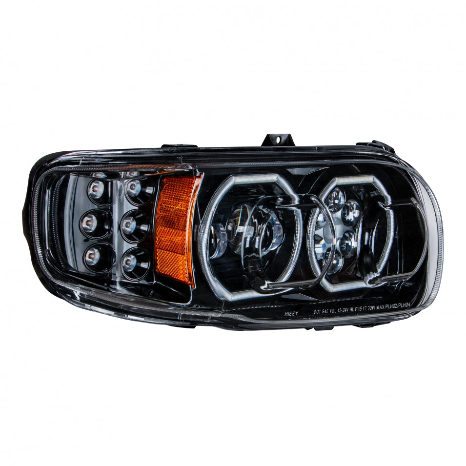 High Power 10 LED Chrome Headlight w/ LED Position Light & LED Turn Signal For 2008+ Peterbilt 388/389