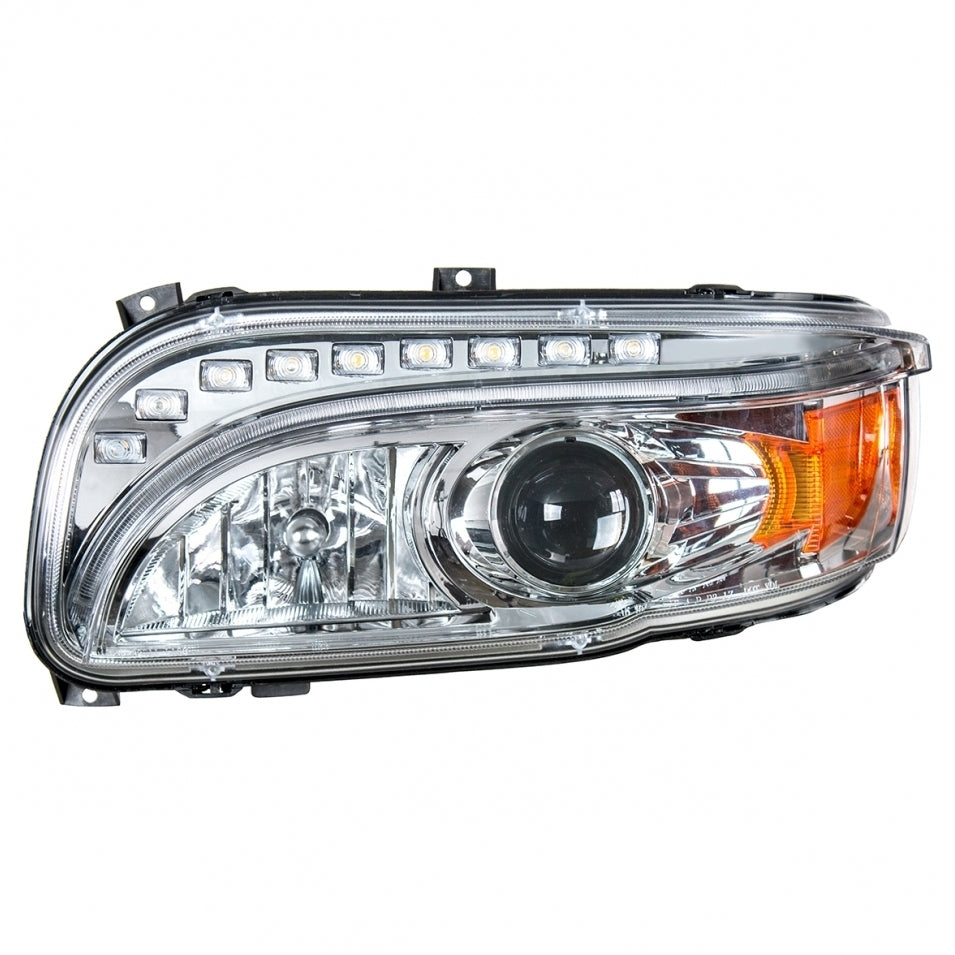 Chrome Projection Headlight w/ LED Position & LED Turn Signal For 2008+ Peterbilt 388/389