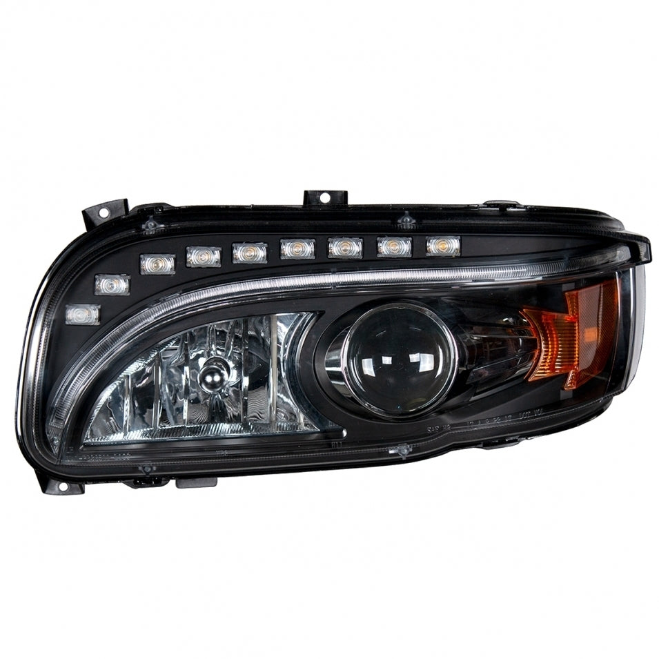 Chrome Projection Headlight w/ LED Position & LED Turn Signal For 2008+ Peterbilt 388/389