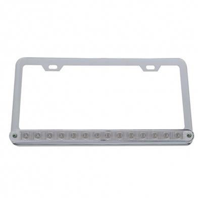 Chrome License Plate Frame w/ 14 LED 12