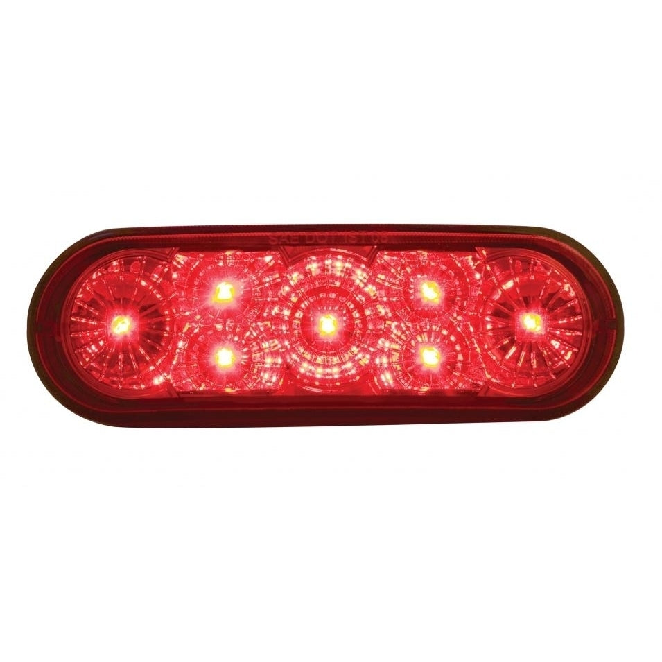 7 RED LED OVAL S/T/T & P/T/C LIGHT - CLEAR LENS