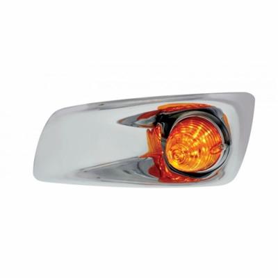 Kenworth T660 Front Bumper Light Bezel w/ 19 LED Beehive Light (Driver) - Amber LED/ Amber Lens